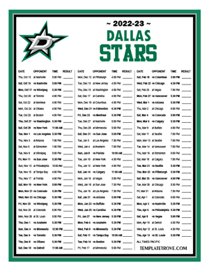 Dallas Stars 2022-23 Printable Schedule - Pacific Times