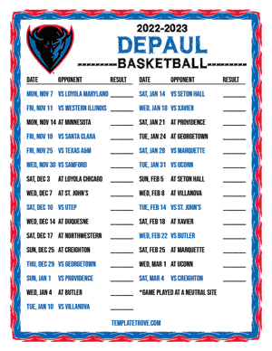 2022-23 Printable DePaul Blue Demons Basketball Schedule
