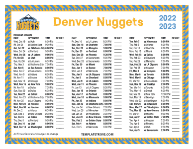 2022-23 Printable Denver Nuggets Schedule - Central Times