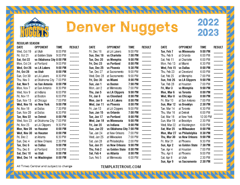 Nuggets 2024 24 Schedule Merla Stephie