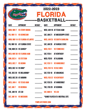 2022-23 Printable Florida Gators Basketball Schedule
