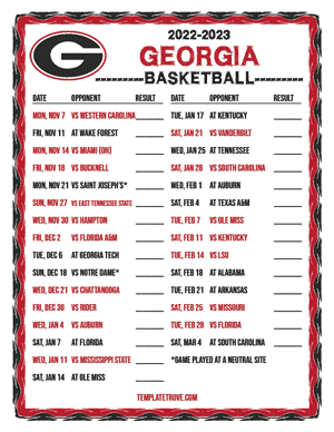 2022-23 Printable Georgia Bulldogs Basketball Schedule