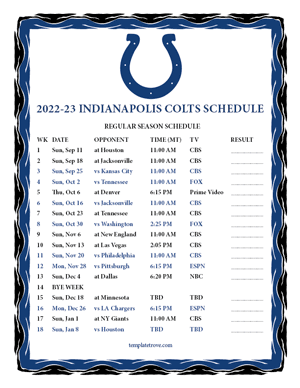 Indianapolis Colts 2022-23 Printable Schedule - Mountain Times