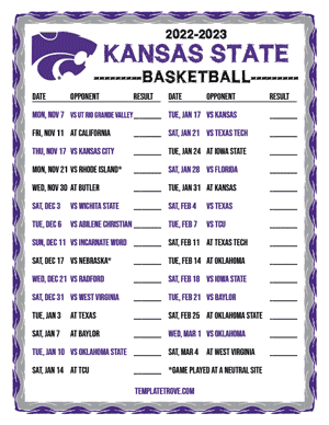2022-23 Printable Kansas State Wildcats Basketball Schedule