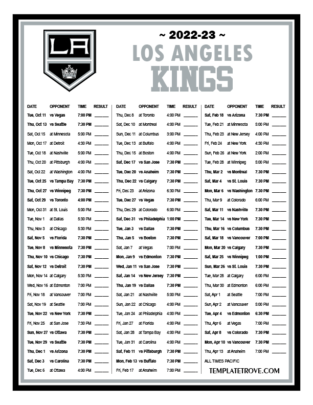 La Kings Schedule 2025 24 Janaye Sherill