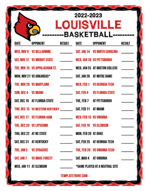 2022-23 Printable Louisville Cardinals Basketball Schedule