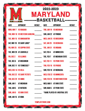 2022-23 Printable Maryland Terrapins Basketball Schedule