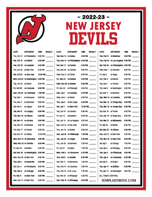 New Jersey Devils 2022-23 Printable Schedule - Central Times