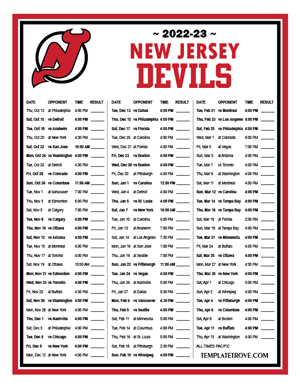 New Jersey Devils 2022-23 Printable Schedule - Pacific Times