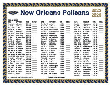 2022-23 Printable New Orleans Pelicans Schedule - Central Times