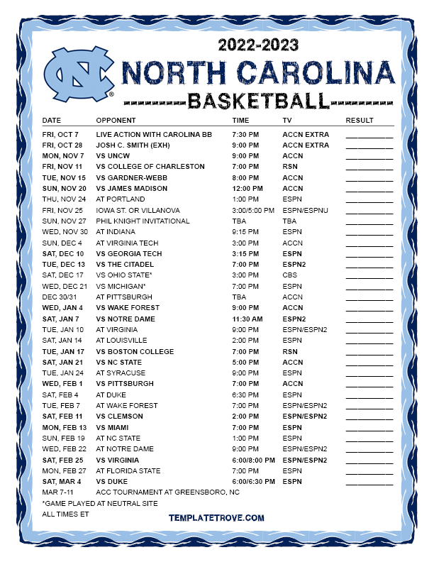 Carolina Basketball Schedule 2025 Sue Dickens