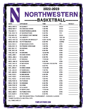 Northwestern Wildcats Basketball 2022-23 Printable Schedule - Central Times