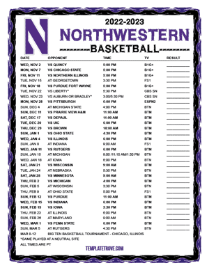 Northwestern Wildcats Basketball 2022-23 Printable Schedule - Pacific Times