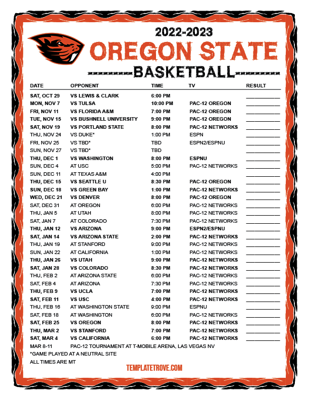 Oregon State 2025 Schedule Charles V Allen
