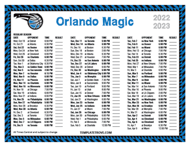 2022-23 Printable Orlando Magic Schedule - Central Times