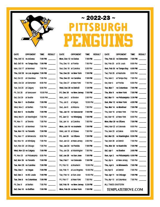 Pittsburgh Penguins 2024 2024 Schedule Brier Corliss