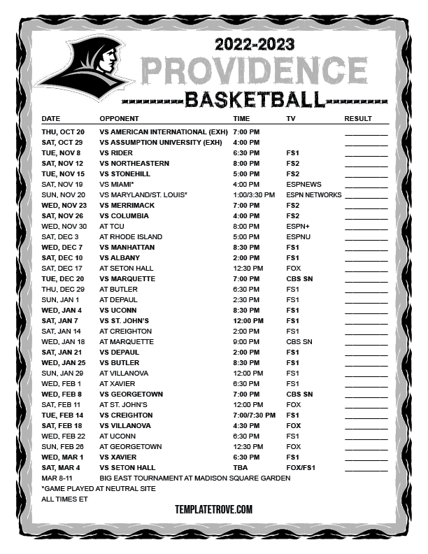 Providence College Basketball Schedule 2024 24 Illa Ranice