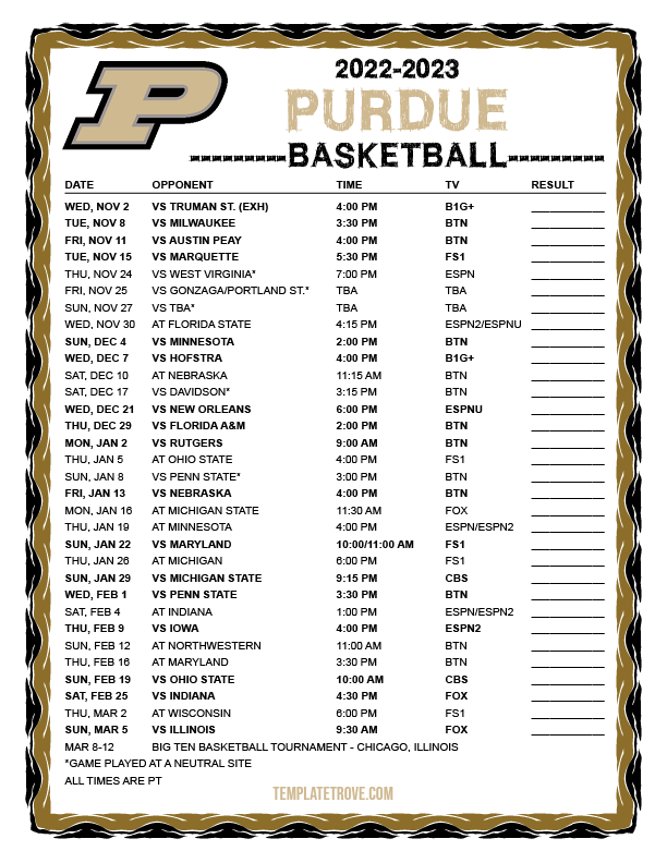 Purdue 2023 To 2024 Calendar Printable Calendar 2023