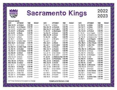 2022-23 Printable Sacramento Kings Schedule - Central Times