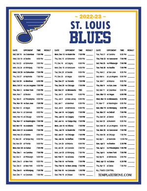 St. Louis Blues 2022-23 Printable Schedule - Central Times