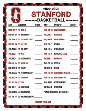 2022-23 Printable Stanford Cardinal Basketball Schedule