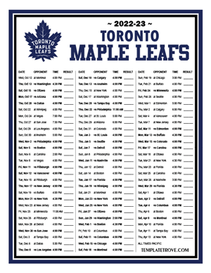 Toronto Maple Leafs 2022-23 Printable Schedule - Pacific Times