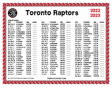 2022-23 Printable Toronto Raptors Schedule - Central Times