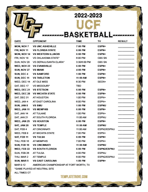 UCF Knights Basketball 2022-23 Printable Schedule - Central Times