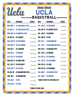 2022-23 Printable UCLA Bruins Basketball Schedule