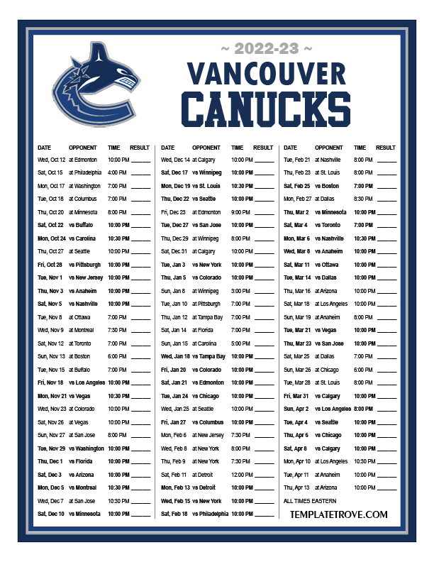 vancouver canucks 2022