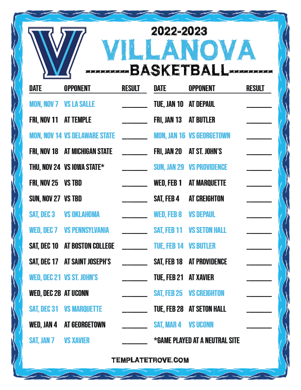 Villanova 2024 2025 Calendar Masha Shelagh