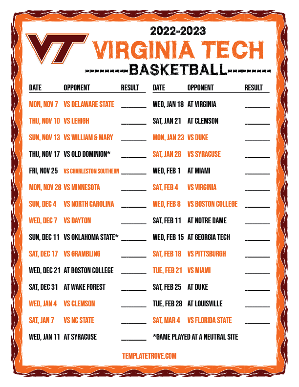 Virginia Tech Football Schedule For 2025 Hally Kessiah