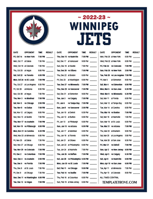 Winnipeg Jets 2022-23 Printable Schedule - Central Times