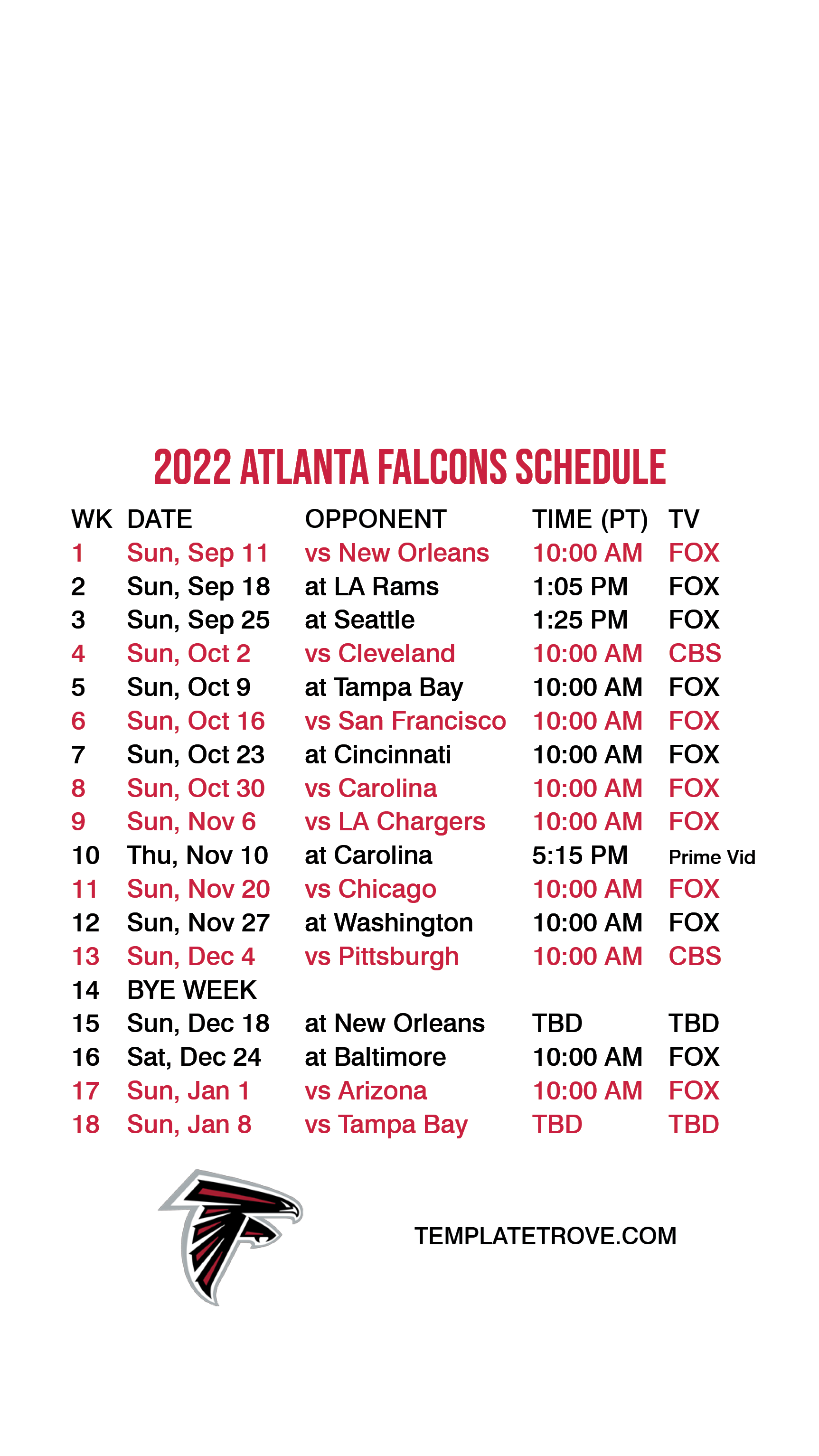 20222023 Atlanta Falcons Lock Screen Schedule for iPhone 678 Plus