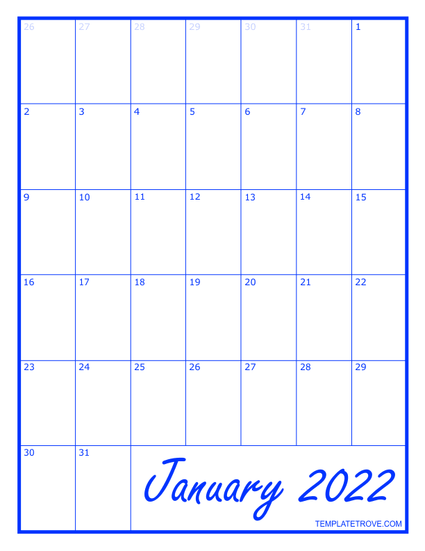 April 2022 Monthly Calendar 2022