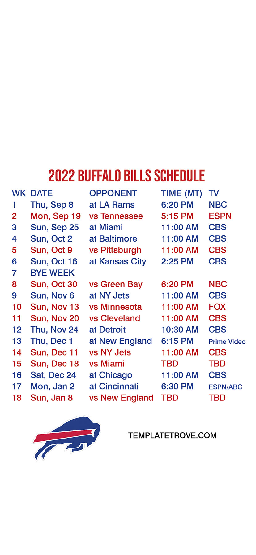2022 2023 Buffalo Bills Lock Screen Schedule For IPhone 6 7 8 Plus