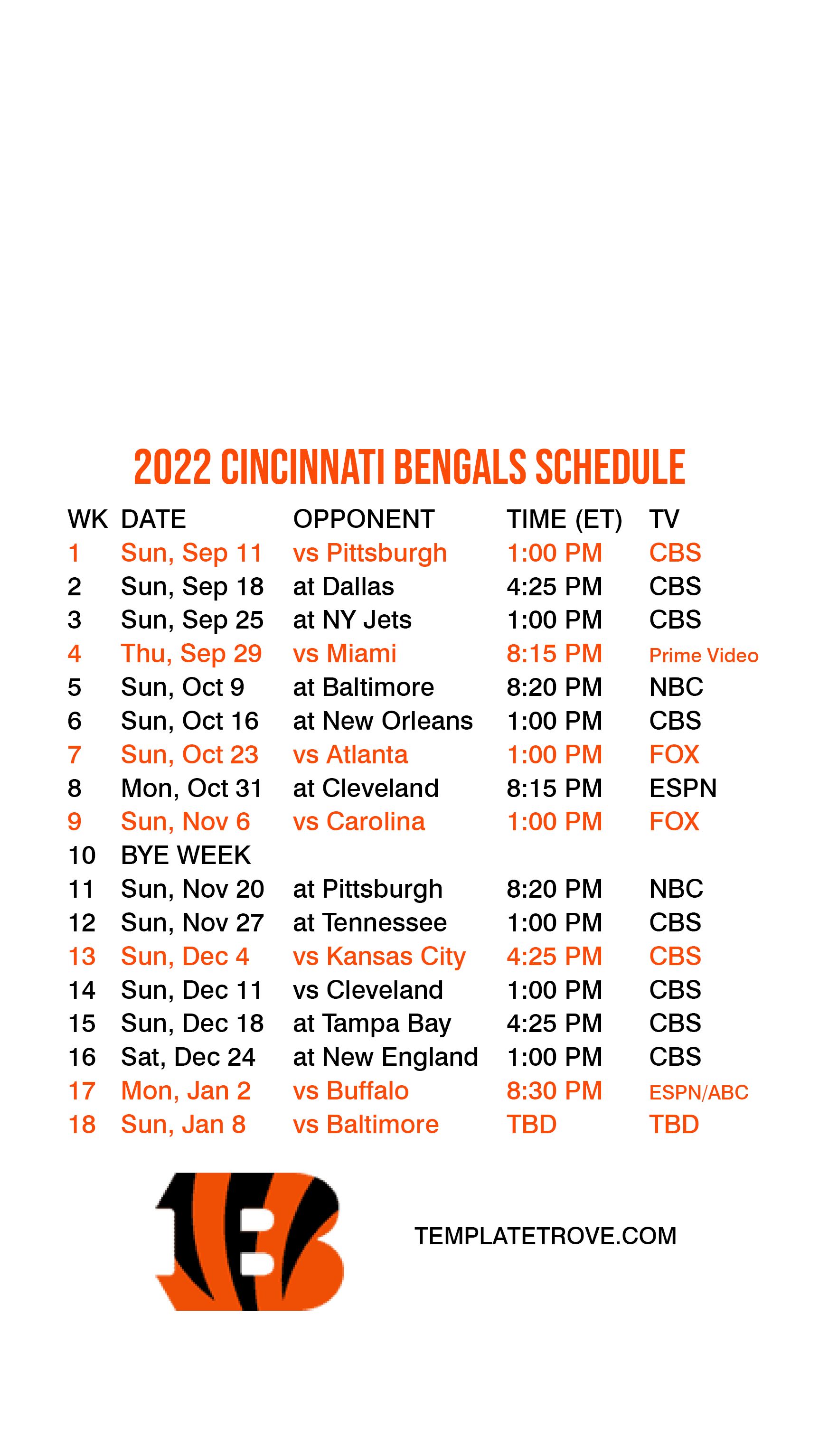 20222023 Cincinnati Bengals Lock Screen Schedule for iPhone 678 Plus