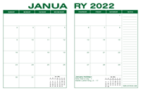 2022 Desk Calendar - Green