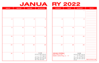 2022 Desk Calendar - Red