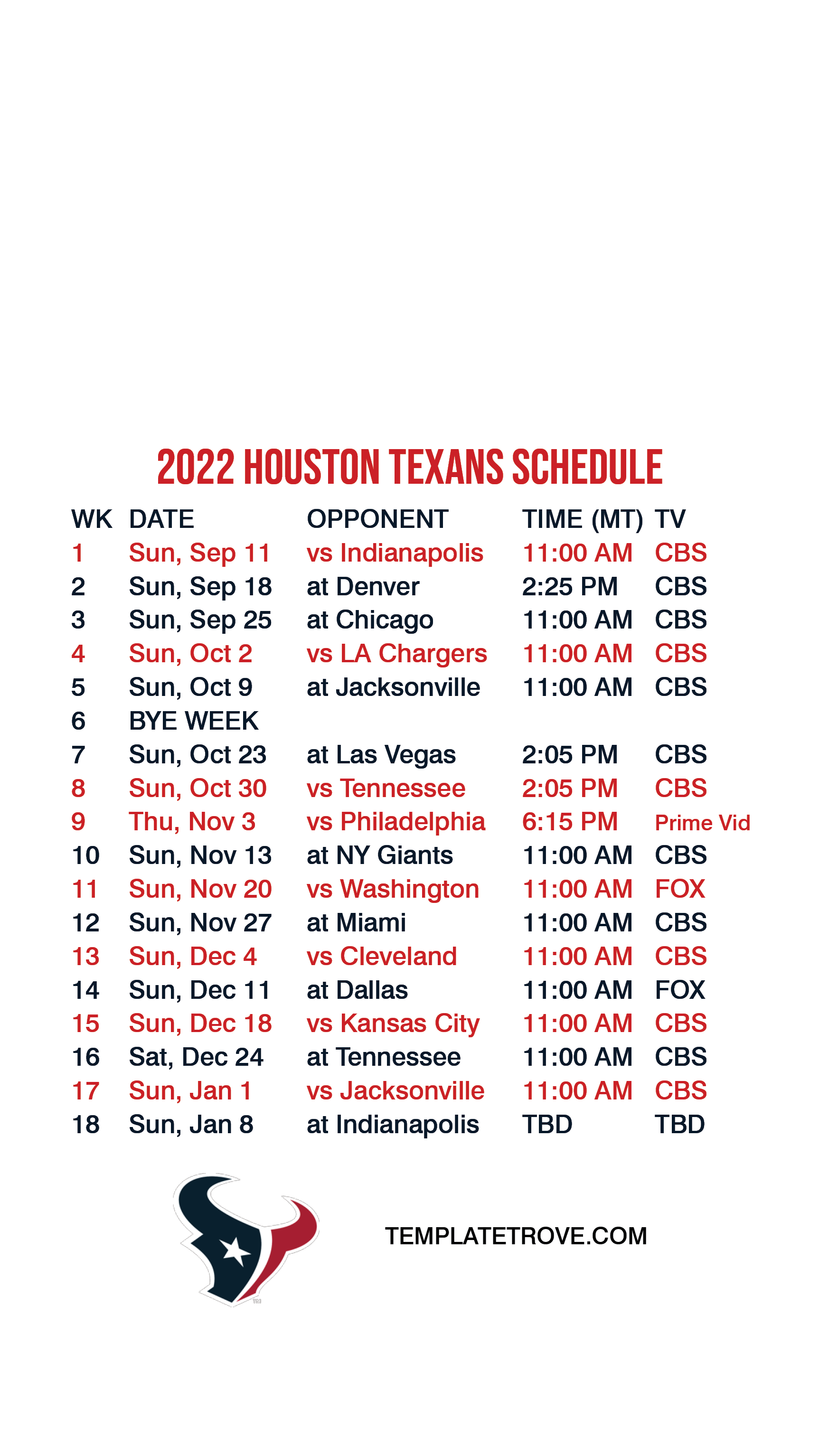 20222023 Houston Texans Lock Screen Schedule for iPhone 678 Plus