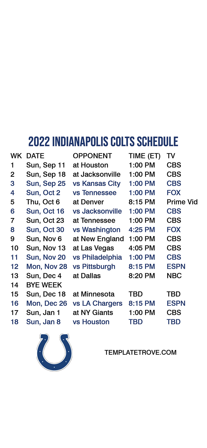 Printable Colts Schedule 2022 Customize And Print