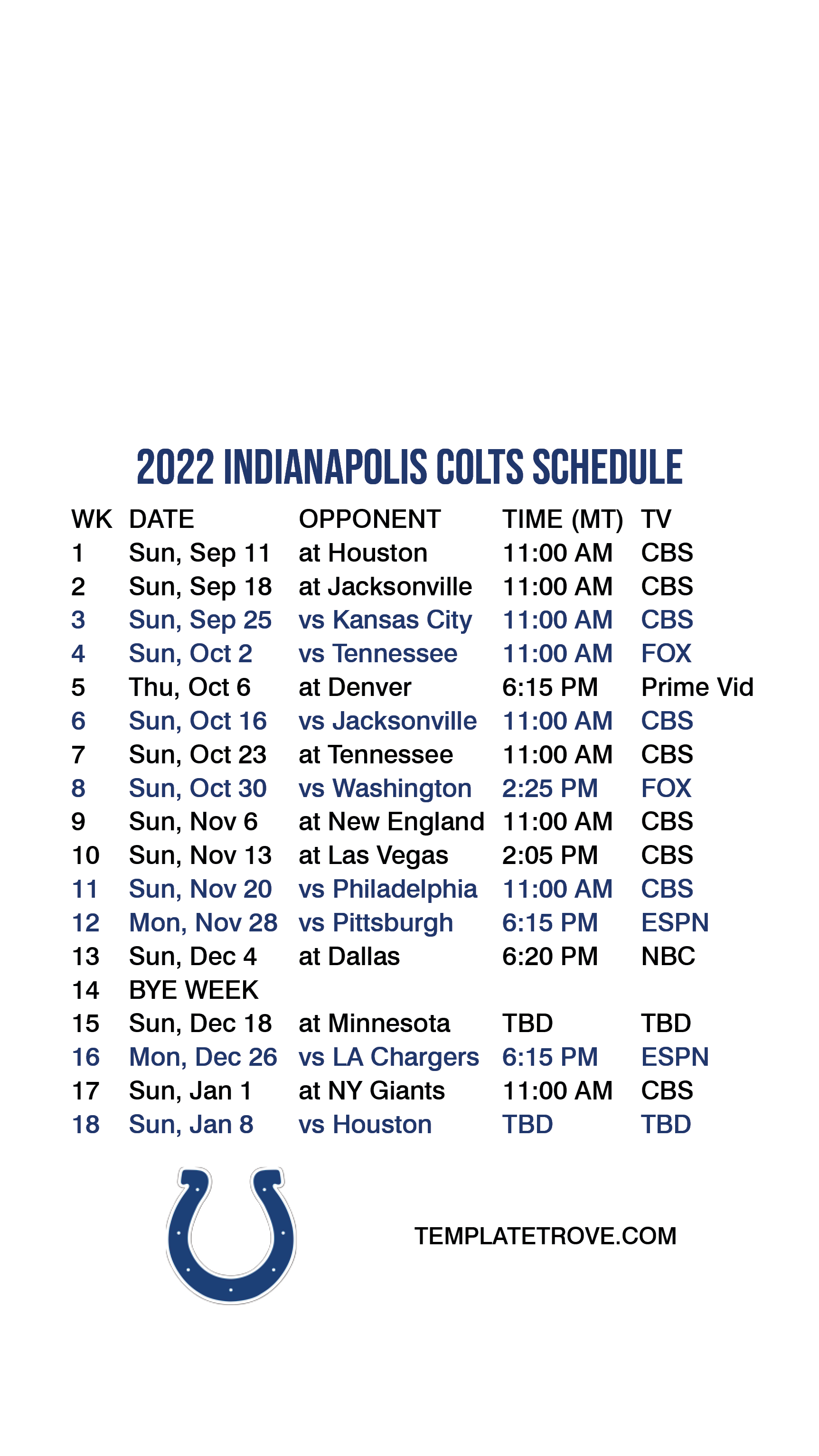 20222023 Indianapolis Colts Lock Screen Schedule for iPhone 678 Plus