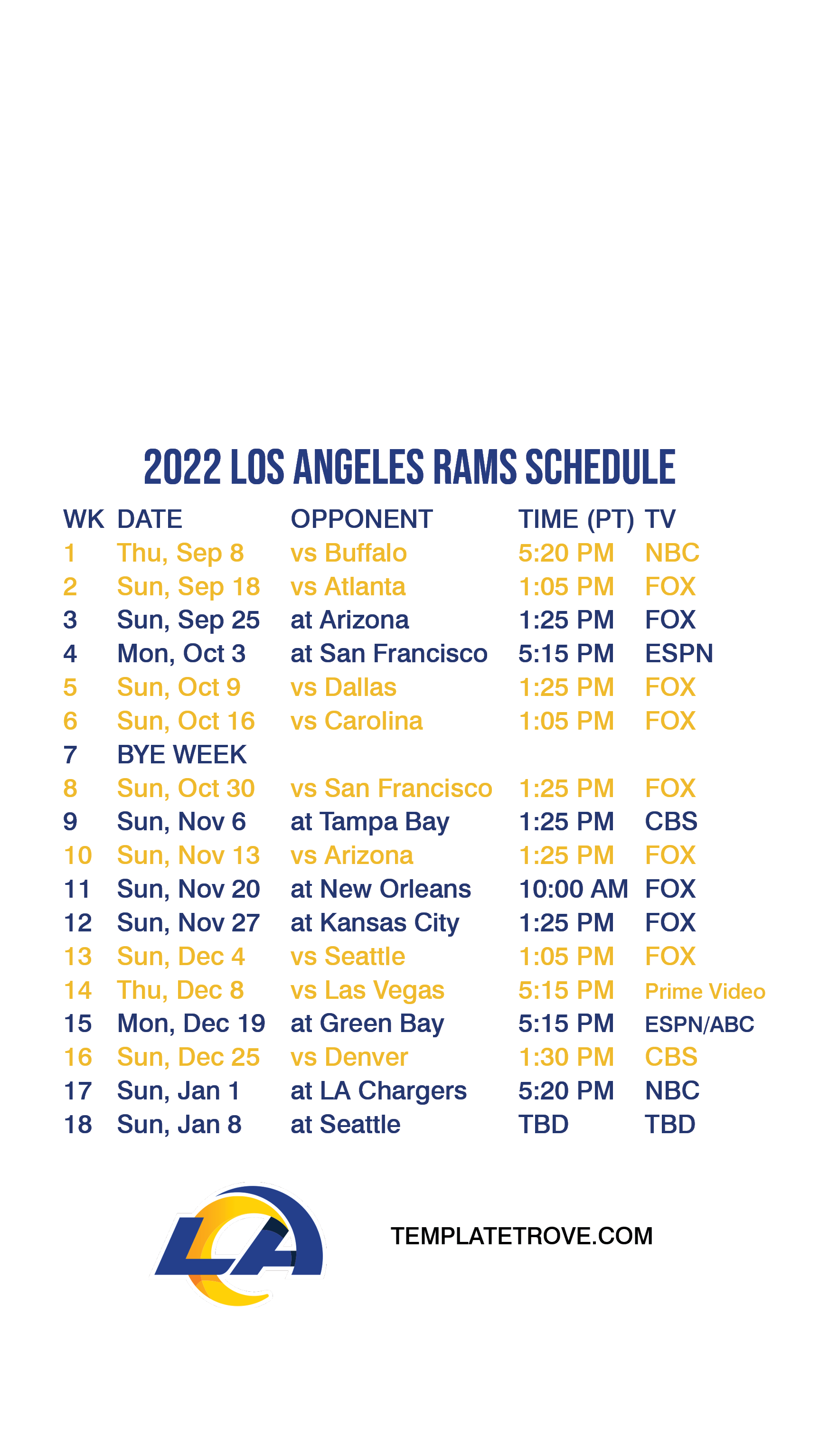 Rams Schedule 2022 2023 2023 Calendar