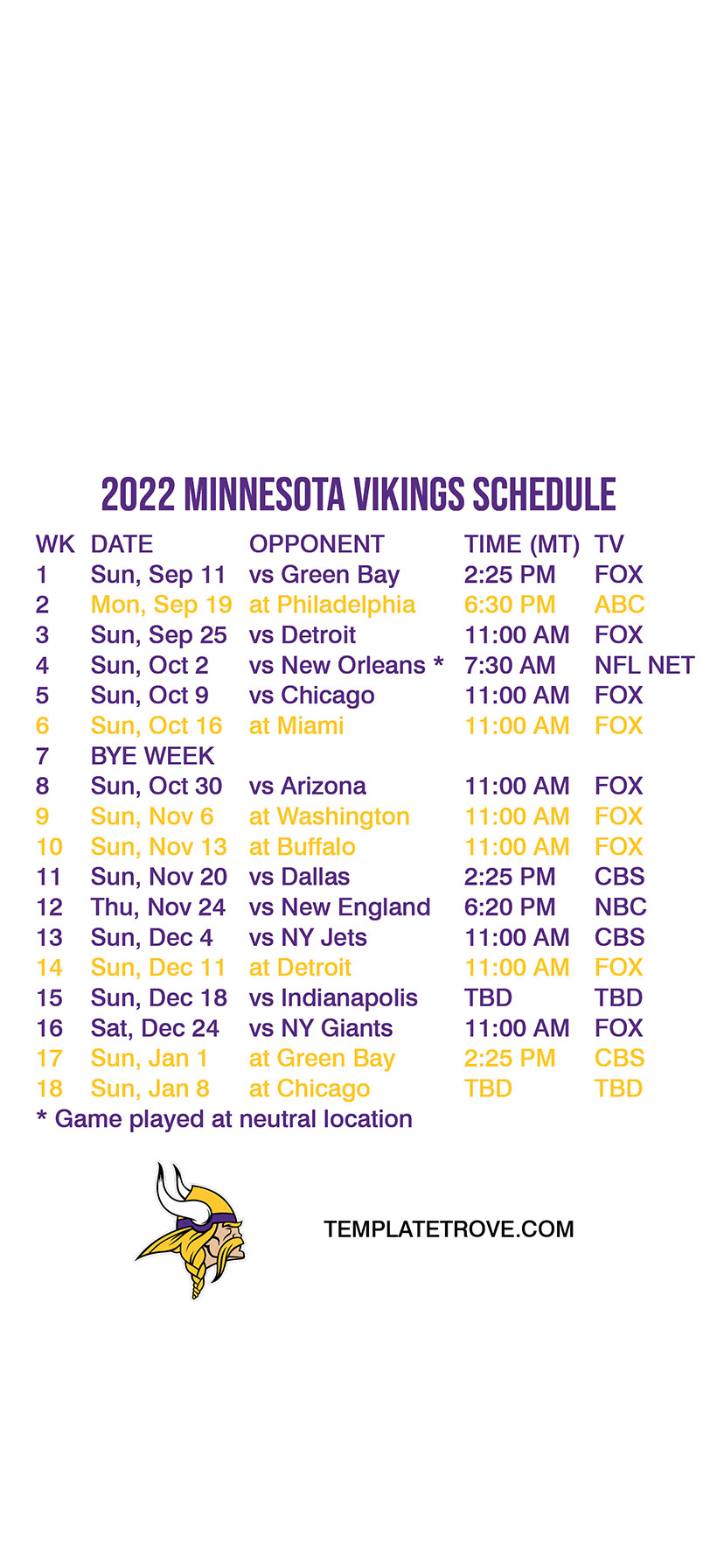 20222023 Minnesota Vikings Lock Screen Schedule for iPhone 678 Plus