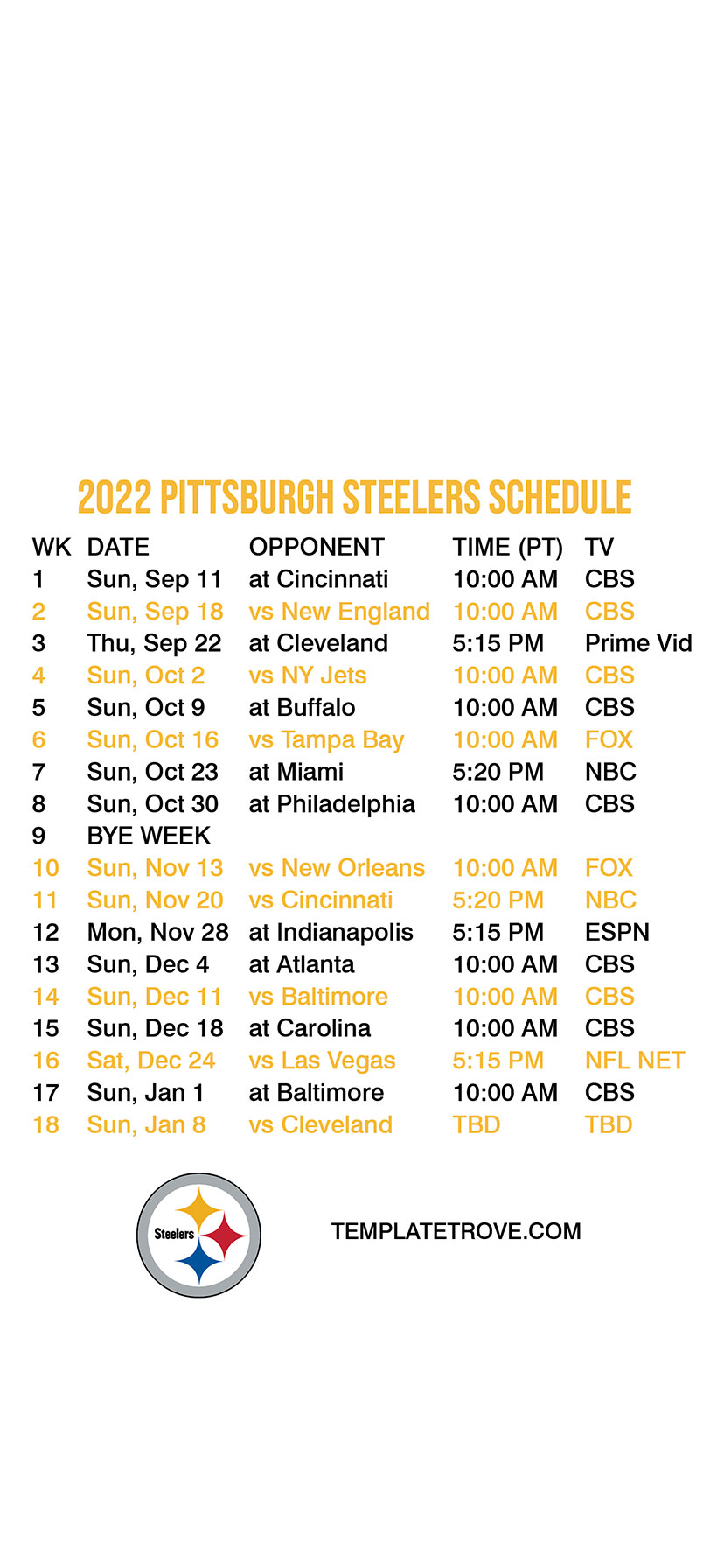 20222023 Pittsburgh Steelers Lock Screen Schedule for iPhone 678 Plus