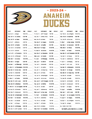 Anaheim Ducks 2023-24 Printable Schedule