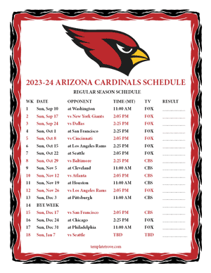 Arizona Cardinals 2023-24 Printable Schedule - Mountain Times