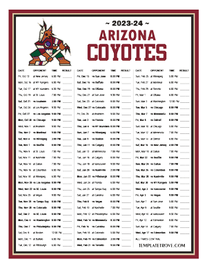 Arizona Coyotes 2023-24 Printable Schedule - Central Times