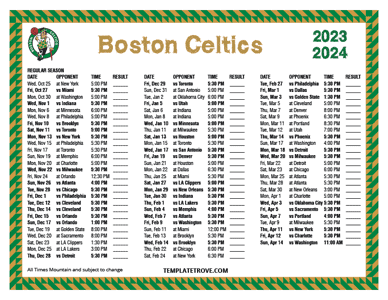 Boston Celtics 2023-24 Printable Schedule - Mountain Times