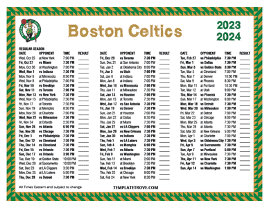 Boston Celtics 2023-24 Printable Schedule